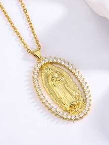 1pc Gold Pendant Necklace Suitable For Daily Wear - Gold - View 3