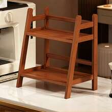 New Chinese Style Double-Layer Cup Rack, Made Of Rattan And Bamboo, Brown And Natural Wood Tones. It Can Hold Teacups, Coffee Cups And Spice Jars, And Serve As A Storage Shelf Suitable For Dorms, Kitchens, Offices, Tea Rooms, Balconies, Living Rooms And Other Spaces. - Multicolor - View 9