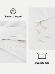 HONEYMOON 100% 竹纖維黏膠被套組，涼感床上用品，適合怕熱睡眠者，PureWoven 奢華絲滑柔軟，畢業/返校禮物，大學宿舍/公寓必需品，適用於房間居家臥室裝飾、宿舍裝飾，白色 - 白色 - 查看 5