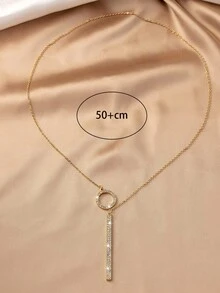 1件精緻時尚優雅高級感個性化設計長款吊墜項鍊，適合女性日常佩戴 - 金黃色 - 查看 4