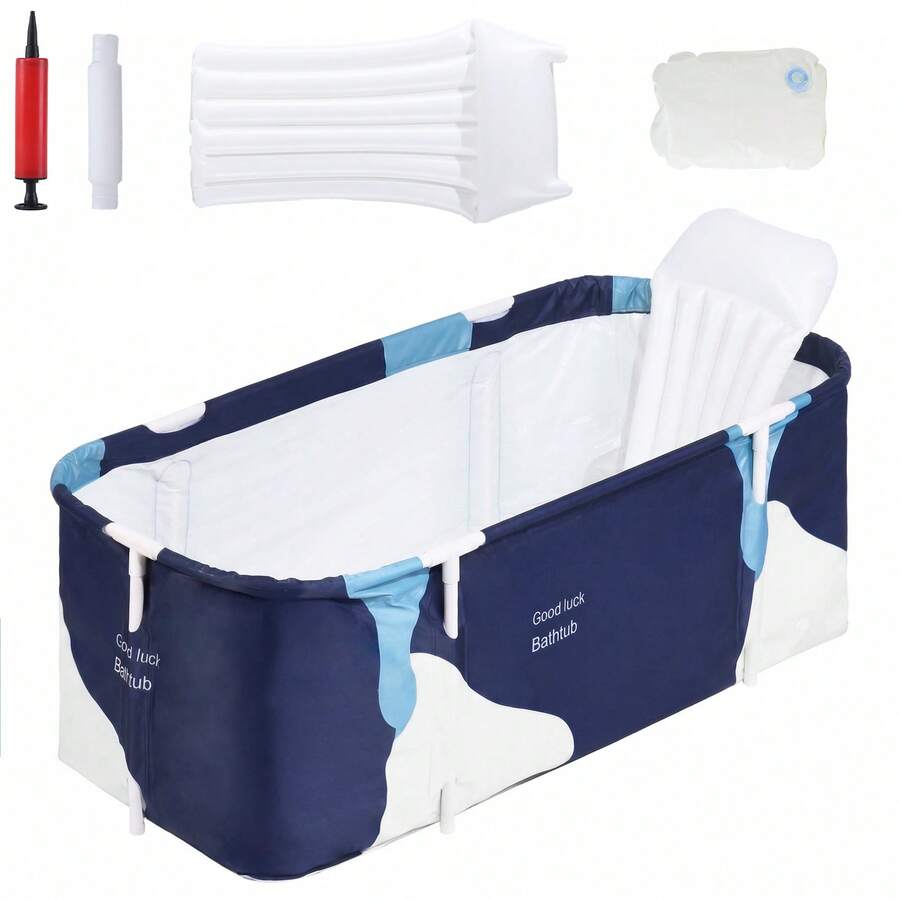 LOVEWE 55.12-Inch Long Bathtub With Air Pump, Drain Hose, Backrest And Seat Cushion. Soaking Tub, Easy-To-Assemble Foldable Bathtub, Portable Design For Outdoor Use, Patios And Small Spaces. Cold Plunge Tub/ Ice Bath Tub. - C - 查看 1