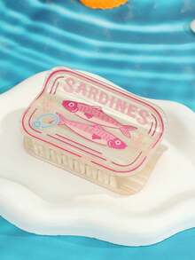 Pinza para el cabello de garra de océano primavera verano creativa cuadrada pequeña con estampado de pez sardina y letra, pinza para el cabello linda, pinza para moño en la parte posterior de la cabeza, accesorios para el cabello de mujer, uso diario casual, pinza para cabello semirecogido sobre los hombros, accesorio de moda versátil para playa de arena y fotografía, accesorios bohemios para el cabello, tocado - Multicolor - Ver 5