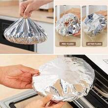 10/20/30/50pcs Reusable Aluminum Foil Food Covers, Bowl Plate Tabletop Food Warmers, Keep Warm Fresh Dust-Proof, Leftover Storage Sealed Lids, Kitchenfatkun Food Preservation Supplies, Suitable For Refrigerator And Microwave - Multicolor - View 10