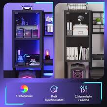 Devoko مكتب ألعاب RGB 140/120X50X75 سم، مكتب كمبيوتر مع مخرج طاقة ولوحة شبكية ومساحة تخزين - الأسود - مشاهدة 6