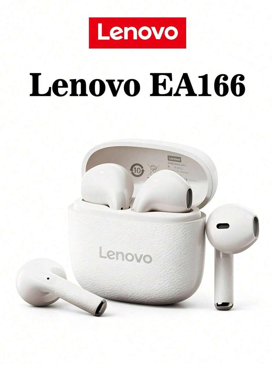 Lenovo EA166 藍牙耳機 智慧降噪 超清晰通話 無線藍牙耳機 高音質 附麥克風 IPX5 防水 低延遲 適合辦公、旅行、睡眠、健身、聽音樂 入耳式耳機 - 櫻花白 - 查看 1