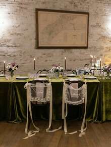 2pcs/Set Lace Newlywed/Bride & Groom Chair Back Decor Signs, Transparent Lace Decor Signs, Wedding Chair Decoration, Wedding Chair Banner Transparent Fabric Decor Signs - White Suit - View 8