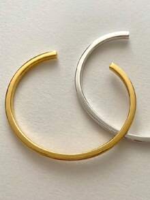1pc New Fashion Gold Color Glossy Bracelet For Women Unique Creative Minimalist C-Shaped Design Party Jewelry Gifts - Yellow Gold - View 2
