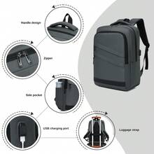 Large Laptop Backpack For Men Women 15.6 Inch Laptop Bag Padded Computer Rucksack With USB Charging Port Multiple Pockets For Work School Travel Use - Grey - View 4