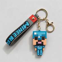 MINISO Minecraft Pixel Hero móc khóa đeo, mặt dây chuyền hoạt hình cao cấp, phụ kiện ba lô phong cách arcade, charm phong cách đường phố xanh đen, trang trí treo túi tote, điểm nhấn nội thất ô tô, chi tiết móc khóa cầm tay - Kiểu 1 - Xem 7