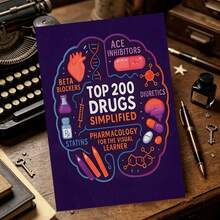 <200 دليل شائع موجز: كتاب تلوين الصيدلة ودليل الدراسة>- أكثر من 300 صفحة من الأساسيات السريرية ووسائل المساعدة على الذاكرة ومواد المراجعة عالية القيمة، مصمم خصيصًا لمستلزمات مدرسة الفنيين الطبيين - متعدد الألوان - مشاهدة 2