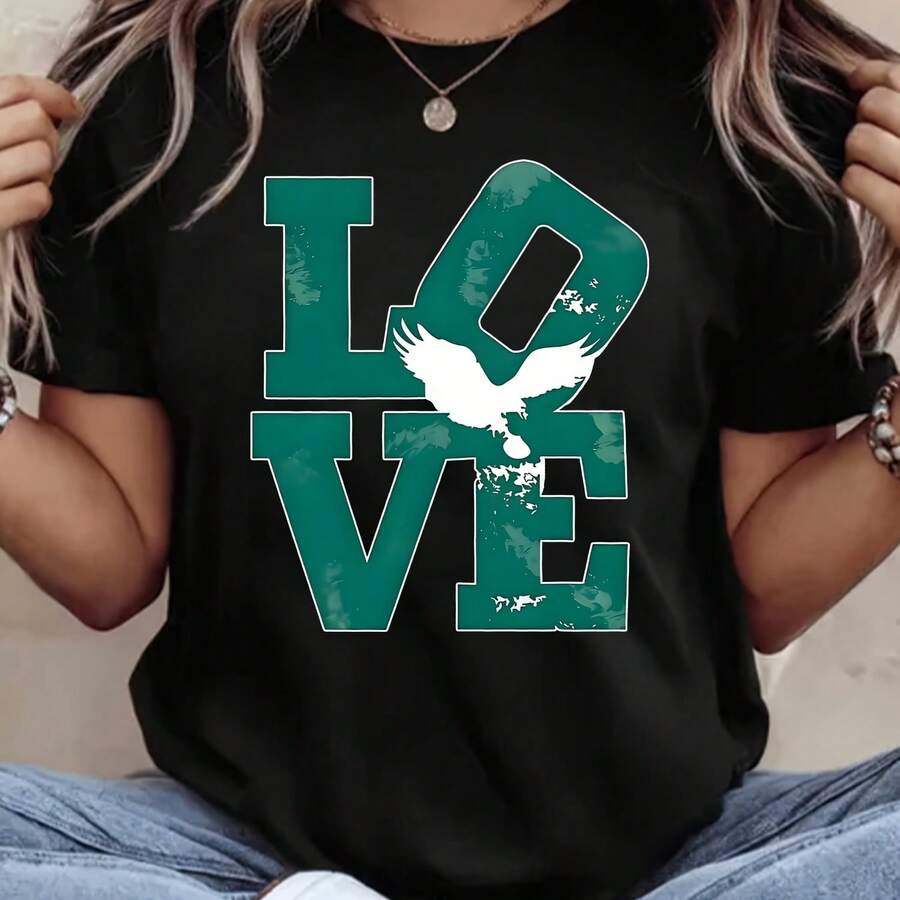 Crazy Philadelphia Football Plus Size Printed T-Shirt, Soft, Breathable, Casual Round Neck Short Sves 0 Grams - Negro - Ver 1