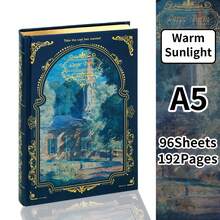 1Pc A5,192Pages,Hot-Stamped Oil Painting Landscape Pattern Hardcover Notebook, Vintage-Style Ruled Pages, Portable Travel Journal, Perfect Gift, School & Office Supplies, Creative Gift - A5 - View 13