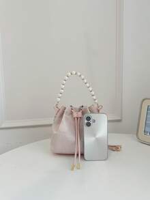 Fashion Pearl Mini Bucket Bag - Baby Pink - View 3