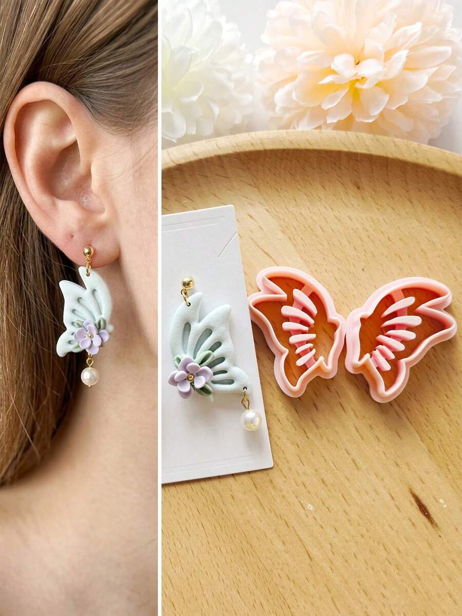 Butterfly Shape Polymer Clay Earring Cutter Set, DIY Handmade Jewelry Making Tool, High Precision Polymer Clay Or Modeling Clay Molds, Suitable For Earrings, Pendants & Craft Projects - Butterfly Shape - View 1