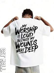 2026 New Men's Short Sleeve Graphic T-Shirt, Jesus Cross Design, Faith, Daily Wear, 100% Cotton, Unisex, Gift Idea For Him Or Her, Religious Clothing, Spiritual Clothing, Design Of - 駝色 - 查看 2