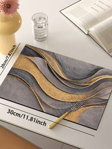 1pc Diatom Mud Kitchen Mat With Abstract Gold Marble Pattern Design, Grey Base With Metallic Gold Curved Lines, Fluid Marble Fusion Effect, Modern Luxury Artistic Style - Multicolor - View 18