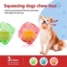 1pc Blue Green Pink Transparent High Elastic Dog Toy Ball With Built-In Tennis Ball Squeaker, Durable Bite-Resistant Interactive Pet Play Toy - Multicolor - View 4