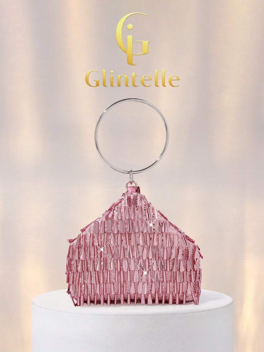 Glintelle 女士亮片晚宴手拿包，优雅、奢华、精致、时尚、魅力四射，闪耀亮片手提包，专为女性、女孩、女士、新娘设计，完美适用于派对、盛会、宴会、舞会、婚礼、圣诞节、女士礼物、情人节礼物、亮片礼服配饰、装饰场合。