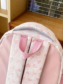 Men's Pink Minimalist Fresh Cute Backpack, Premium Feel, Large Capacity, School Bag For Middle School, High School And College Students - Pink - View 5