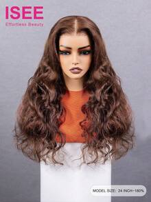 ISEE HAIR Chocolate Brown Water Wave Lace Front Wig, Human Hair, 6x4 Lace Closure Wig, 180% Density, Glueless Wig, Suitable For Beginners, Pre-Plucked, Pre-Cut, 16-28 Inch Closure Wig, For Women - S4 - View 4