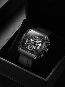 ONOLA Brand Men's High-Quality Fashion Sports Watch, Luminous Dial Quartz Multifunction Chronograph Wristwatch - Black - View 3