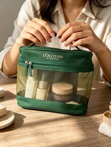 L'Occitane 法式極簡綠白化妝包，圓點與素色多用途收納袋，適用於奢華禮品與日常使用，LOCCITANE‑GIFT-7 化妝包 - 綠色 - 查看 5