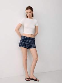Kaos Crop Top Rajut Kasual Lengan Pendek Warna Polos Musim Panas Wanita, Putih - Putih - View 8