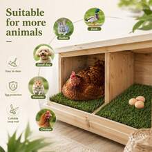 Comfortable PE Turf Bedding, 30*30cm Washable Nesting Mats 10pcs For Chicken And Small Pets - Green - View 2