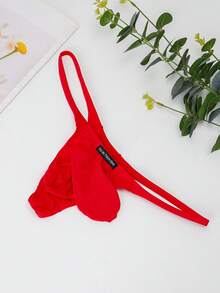 3-Pack Men's Big Pouch G-String Sexy Breathable Y-Back Thong Underwear Low Rise Sexy Thong Underwear Bulge Pouch Lingerie - 紅色 - 查看 2