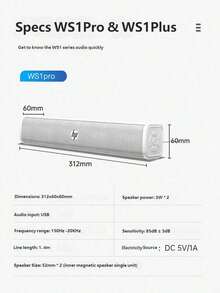 HP WS1Pro Wired Bluetooth Speaker Modern Style Bass Strip Home Speaker Surround Sound High Volume Wired Bluetooth Dual-Mode Computer Audio Original HP Speaker For PC Cellphone Laptop TV - View 11