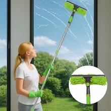 2 In 1 Telescopic Extendable Window Cleaner Equipment Glass Cleaning Squeegee - Green - View 6
