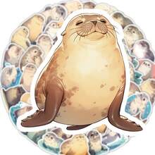 Cute Seal Stickers, 50Pcs Ocean Animal Themed Decals, Waterproof Vinyl Stickers For Marine Lovers, Planners, Phone Cases & Daily Decor School Supplies - Sticker - View 6