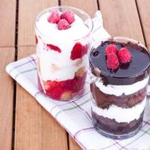 10pcs/50pcs/100pcs 100ml Straight Round Transparent Plastic Mousse Cups - Durable Clear Dessert Cups Suitable For Tiramisu, Pudding, Jelly, Cheesecake - Perfect For Weddings, Birthdays, Buffet Parties And Dessert Tables - Transparent - View 7