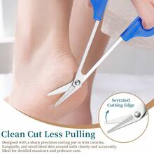 3pcs 8.3 Inch Large Stainless Steel Foot Skin Clipper, Long Curved Mouth Scissors, Beauty Scissors, Crane Mouth Scissors, Large & Small Nail Clippers - A - View 5