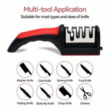 1pc 3-Step Kitchen Sharpening Stone Ceramic Knife Sharpener Tool Boxed Set - Black and Red - View 6