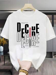 New Versatile Casual Fashion T-Shirt, 100% Cotton With Print - Men's Black T-Shirt With Custom Print Of Red Vertical Stripes And The Word SUCCESS, Unisex (For Men And Women), Comfortable Material, Short Sleeve T-Shirt, Suitable For All Seasons. Perfect Gift For Holidays Or Birthdays - Unisex Style. - 白色 - 查看 1