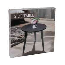 Interior Mesa Auxiliar Redonda en MDF con Acabado Negro y Patas de Madera de Pino – Dimensiones Ø40x41 cm – Tablero de MDF con Acabado Negro Combinado con Patas de Pino Reforzadas con Tablones Metálicos para Mayor Estabilidad – Diseño Moderno y Versátil Ideal junto al Sofá, como Mesita de Noche. - Negro - Ver 3