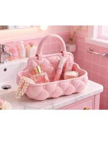 1pc Desktop Jewelry Storage Basket, Suitable For Rings, Necklaces, Earrings. Handbag Style Design. Gift For Women - Suitable For Vanity, Sink And Bedroom. - Multicolor - View 5