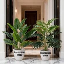 2 Sets Premium Artificial Palm And Banana Tree Set, Tropical Plants, Realistic Green Leaves, Suitable For Home, Office, Hotel, Garden, Patio, Wedding Decoration (Pots Not Included), Indoor/Outdoor Use, Indoor/Outdoor Decor. | Vibrant Tropical Decor | , Artificial Outdoor Trees, Home Decor Artificial Plants, Decorative Artificial Plants, Artificial Plants - Multicolor - View 1