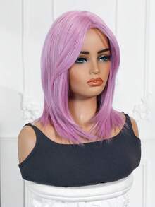 FIVE STARS Wig Lurus Panjang Sedang Elegan dengan Poni - Topi Jaring Mawar, Serat Sintetis Tahan Panas, Wig untuk Wanita, Untuk Sehari-hari, Pesta, Cosplay, Halloween HOT - MultiWarna - View 4
