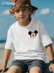 1 Piece Boys Casual Disney Mickey Mouse Backpack Graphic Short Sleeve T Shirt Teen Boy Clothes Boys Clothes Shirts Baby Tee For Daily Summer - 白色 - 查看 2