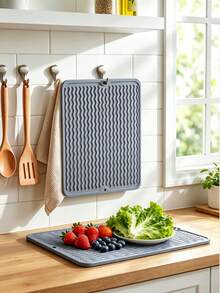 Silicone Dish Drying Mat For Kitchen Counter Under Sink Protector Organizers Cooking Baking For Griddle Accessories Coffee Mats Appliance Stone Rack Trays Drain - Multicolor - View 2