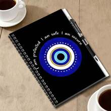 1 Set di quaderni a spirale con motivo occhio malocchio turco, include penna, 100 pagine 50 fogli. Minimalista e alla moda, adatto per registri di lavoro, appunti di studio, uso scolastico. Che si tratti di scrivere un diario, fare piani quotidiani o usarlo come promemoria, è molto appropriato. Regalo di laurea, regalo di compleanno, ecc. Scelta regalo preferita! - Opzione A + 1 penna - Visualizzare 5