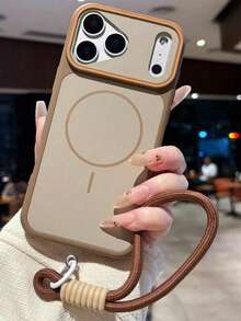 奢華啞光雙色高級磁吸手機殼，適用於 iPhone 17 Pro Max 17 Pro 17 16 Pro Max 16 Pro 16 15 Pro Max 15 Pro 15 14 Pro Max 14 Pro 14 13 Pro Max 13 Pro 13 12 Pro Max 11 Pixel 9 10 11 Pro XL Galaxy S24 25 23 ULTRA 26 PLUS XM 14 15 17 17 Pro Max Mate 60 70 80 Pro Pura 70 80 Pro 90，情侶禮物，支援無線充電，防震硬殼 - 棕色+短繩 - 查看 2