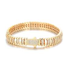 9mm Hip Hop Zirconia Snake Bone Chain, Men's Casual Accessory, Versatile, Elegant, Perfect Gift Choice, Valentine's Day Gift - Gold - View 11