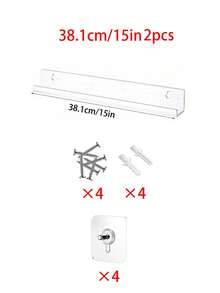 Estante de acrílico transparente para discos de vinilo, repisa flotante montada en la pared para exhibir álbumes LP, estante de pared de acrílico sin instalación de taladro o tornillo, herrajes incluidos, 4 tamaños & múltiples opciones de paquetes - Ver 12