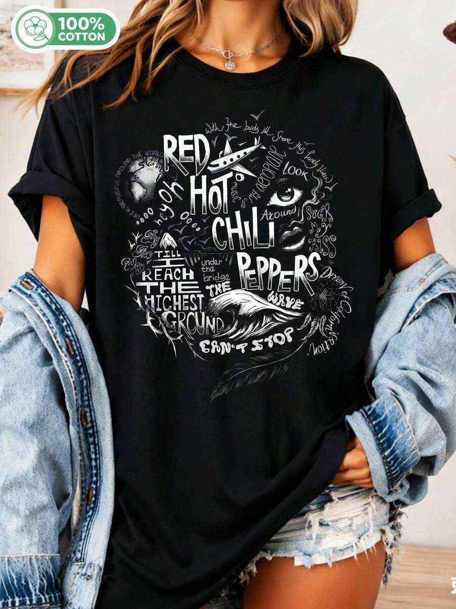 Vintage Red Hot Chili Peppers Sweatshirt, Retro Rock Band T-Shirt, RHCP Hoodie, By The Way Merch, Unisex Clothing For Alternative Rockers, Gift. - 黑色 - 查看 1