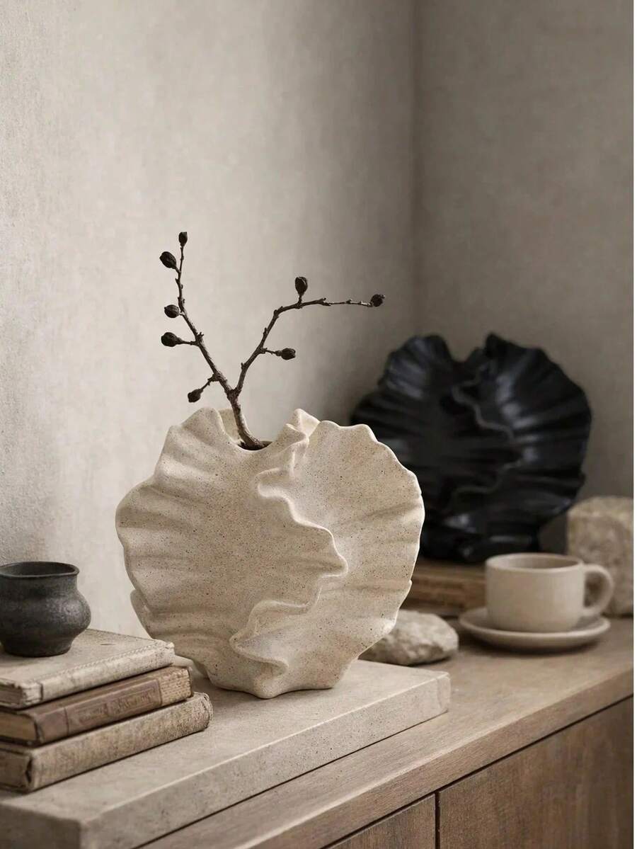 現代升級雕塑花瓶，獨特波浪裝飾花架，適合客廳、臥室、桌面裝飾，大小號極簡中心裝飾品，適合婚禮、戶外家居裝飾與送禮