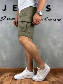 Olive Green Cargo Shorts - Olive Green - View 5