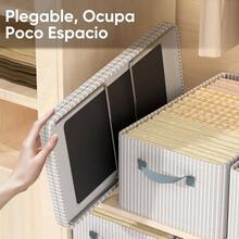 Organizador de Ropa 3 Piezas 47x28x20cm - Cajas de Almacenamiento de Tela Plegable, Apilables, Soporte de Acero, Tela Oxford Lavable Gris - Gris - Ver 8